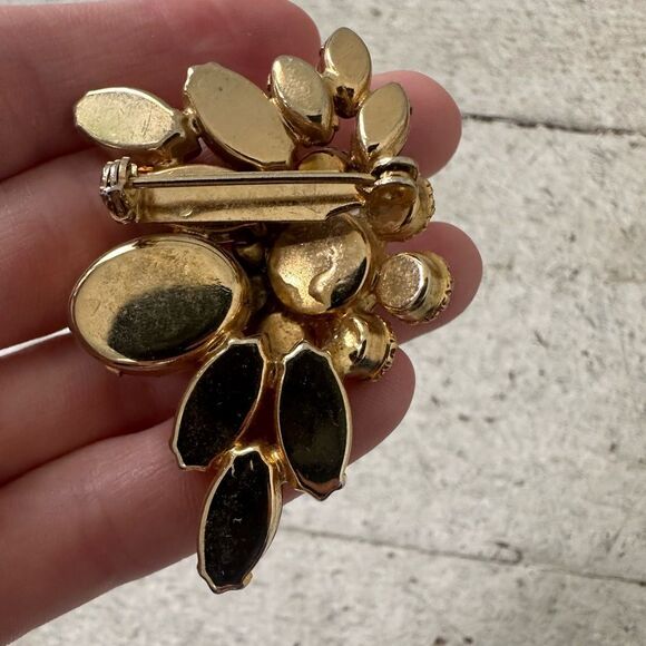 Vintage Rootbeer Citrine 1960s Rhinestone Beooch And Earrings Set - Picture 4 of 8